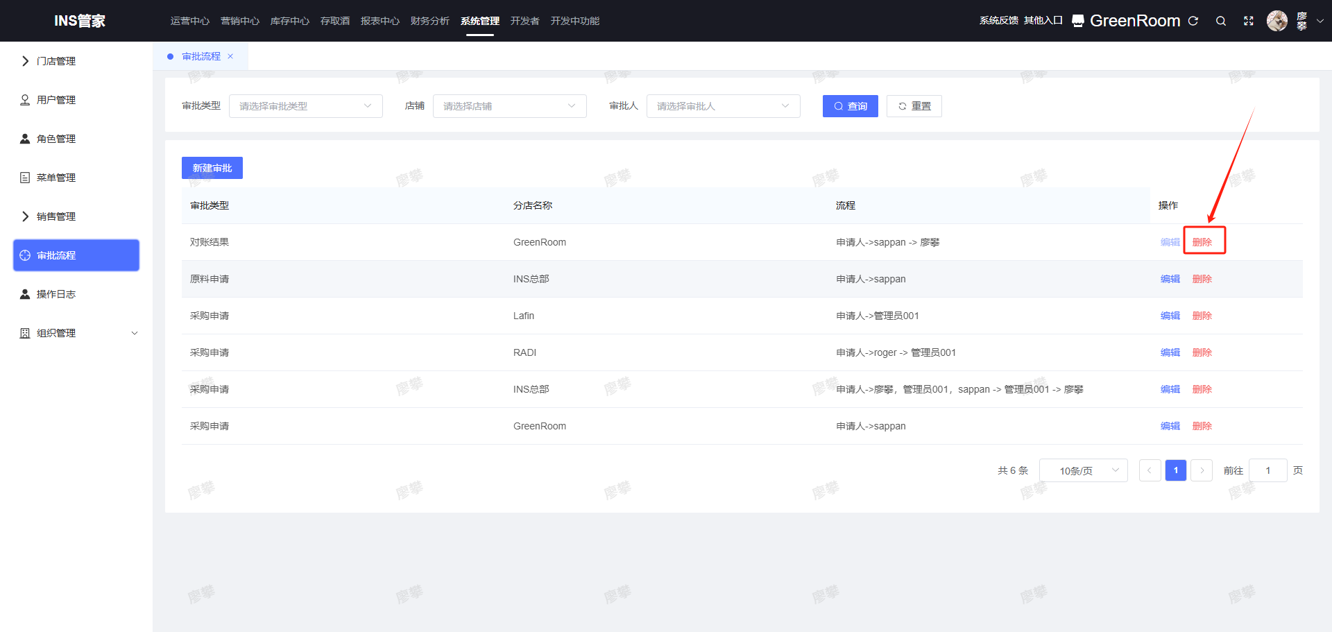 删除审批