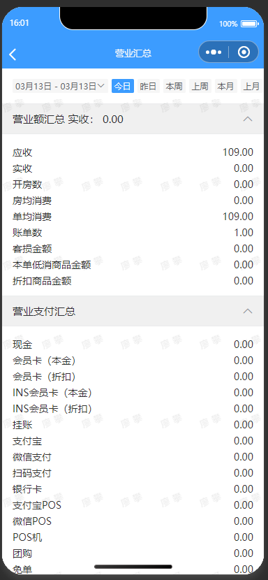 营业汇总