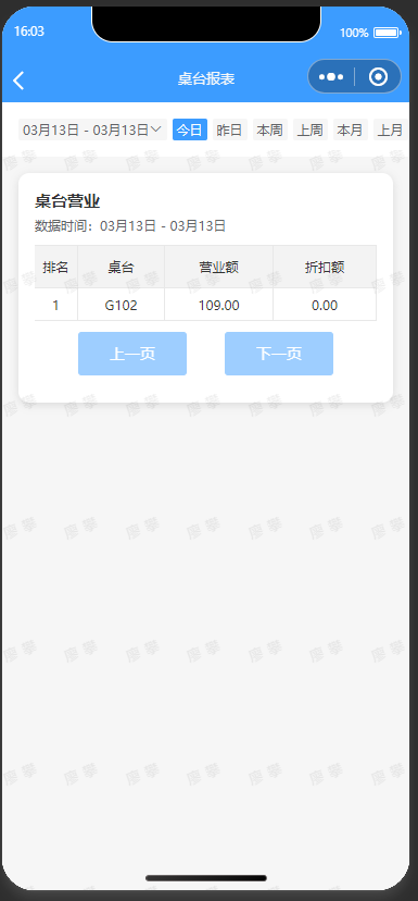 桌台报表